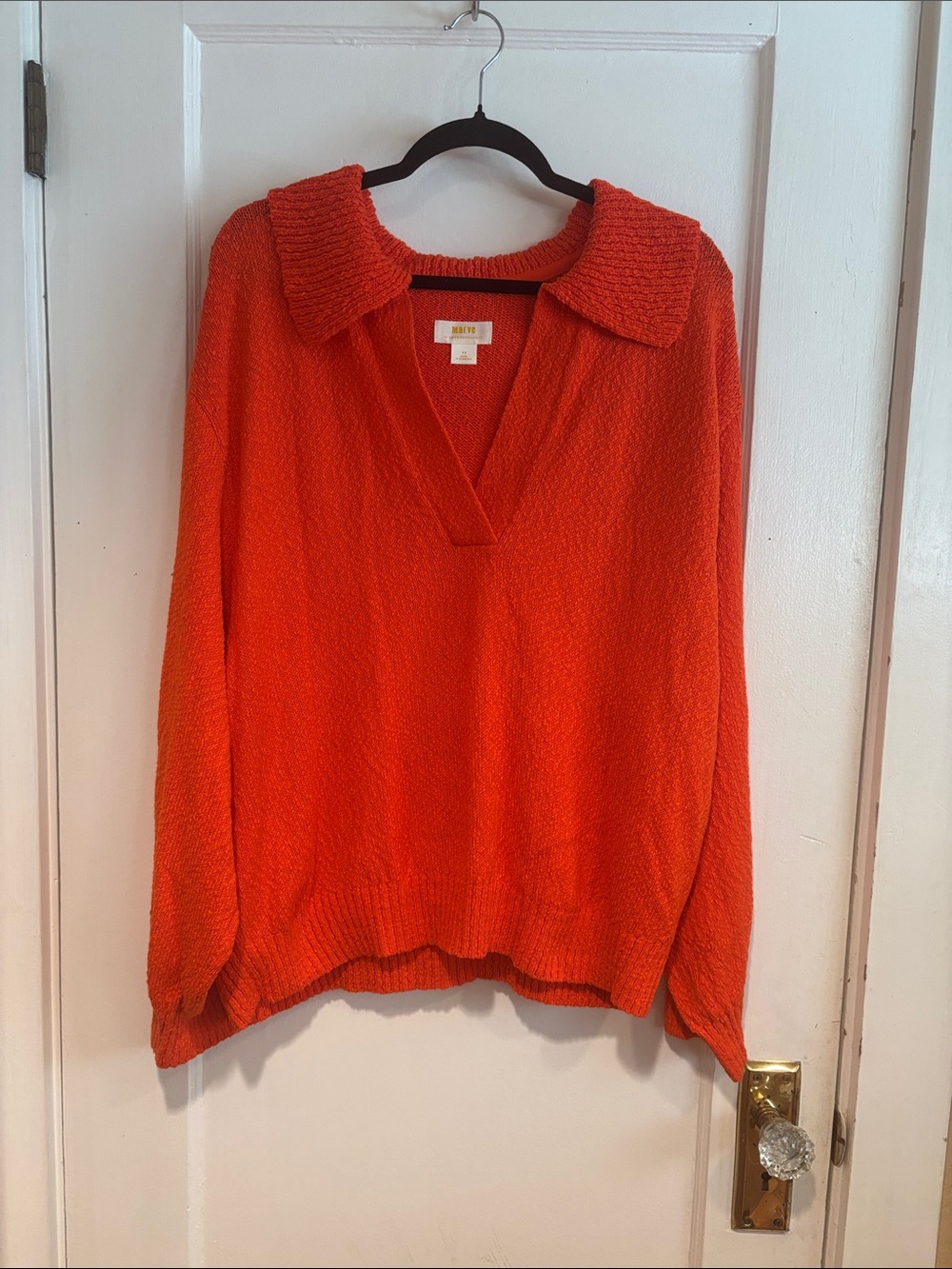 Maeve Elevated Orange V-Neck Collar Sweater - Women